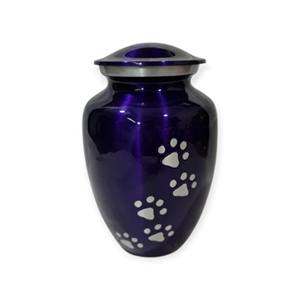 Urna Funeraria para Mascotas en Verde Esmeralda Brillante con Diseño de Huella de Pata Plateada para el Recuerdo de Perros y Gatos Queridos - Product Image 5