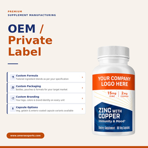 Cápsulas Vegetales de Zinc con Cobre Certificadas por HACCP, Suplemento Dietético, 15 mg de Zinc, 2 mg de Cobre, 60 Unidades, Marca Privada OEM, Uso en Adultos - Product Image 4