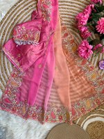 Sari en satin spécial festival, sari en satin royal avec broderie, sari en satin classique de créateur, sari en satin élégant pour soirée