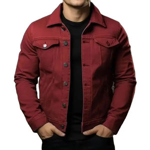 Vestes en jean pour hommes en gros, couleur unie personnalisée, col montant, respirantes, imperméables, fabriquées au Pakistan - Product Image 4