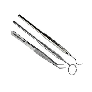 Kit de Examen Dental Profesional de 3 Piezas, Juego de Instrumentos de Cuidado Bucal de Acero Inoxidable con Espejo Bucal y Sonda Exploradora - Product Image 6