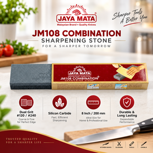 หินลับมีด JAYA MATA JM108 แบบสองด้าน ขนาด 8 นิ้ว ความหยาบแบบหยาบปานกลาง ผลิตจากซิลิคอนคาร์ไบด์ ผลิตในประเทศมาเลเซีย - Product Image 4