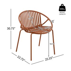 7-Piece Modern Expandable Dining Set for Outdoor Orange & Teak <b>Stackable</b> <b>Chair</b> <b>Garden</b> Furniture Collection - Product Image 4