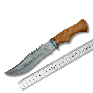 Couteau Bowie artisanal en acier Damas d'A&M ENTERPRISES, manche en bois, qualité industrielle, pour le camping, la survie et la chasse professionnelle. - Product Image 1