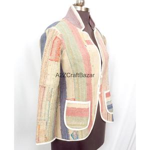Wholesale Indian Handmade Knitted Vintage <b>Kantha</b> <b>Jacket</b> for Women Girls Spring/Winter Ready 100% Cotton Reversible Eco-Friendly - Product Image 3