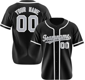 Camiseta de Béisbol Personalizada para Hombre, Negra con Ribete Rojo, Nombre y Número del Equipo Sublimados, Absorbe la Humedad, Transpirable, UPF 50, Elástica en Cuatro Direcciones - Product Image 3