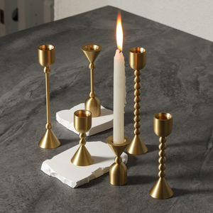 Design unique, 3 pièces, porte-bougie en métal doré de style européen, support de bougie de table, chandelier de mariage, porte-bougie pour bougies piliers - Product Image 5