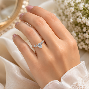 Pear Lab Grown Diamond Tiara Band <b>Ring</b> 10K Rose Gold | <b>Crown</b> Wedding Band | VVS-VS Clarity IGI Certified Luxury Curved <b>Ring</b> - Product Image 3