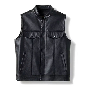 Lightweight Design Zip Front Comfortable Fit Casual Wear OEM <b>Men</b> Leather <b>Vest</b> High Quality Leather Style Waistcoat Soft Texture - Product Image 2