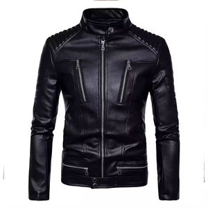 เสื้อแจ็คเก็ตหนัง PU ทรงสลิมฟิตสำหรับผู้ชาย ยี่ห้อ Econex Sports ป้องกันลมหนาว สำหรับขี่มอเตอร์ไซค์ คอปกพับได้ ปิดด้วยซิป สีพื้น แขนเสื้อแบบปกติ - Product Image 2