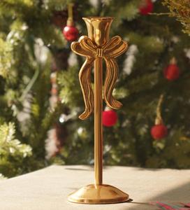 Golden <b>Brass</b> <b>Candlestick</b> Holder with Bow Design for Wedding Home Decoration - Product Image 1