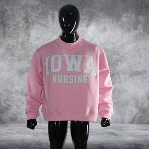 Iowa Nursing Pink Quality Custom Crewneck <b>Mock</b> <b>Neck</b> Sweatshirt Vintage Chenille Applique Embroidery Letter Heavyweight Unisex - Product Image 1