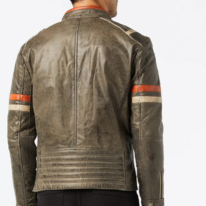 Veste de moto en cuir véritable souple pour homme, style rétro, confortable et doublée, idéale pour le streetwear décontracté - Product Image 3