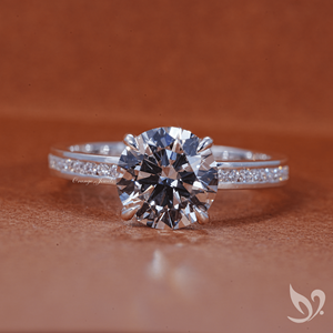 2 carat round cut lab grown diamond IGI certified bold channel pave band 10k white gold <b>statement</b> <b>ring</b> - Product Image 1