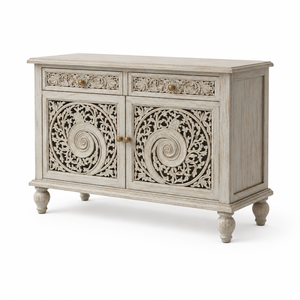 Excellent Quality Eco-Friendly Traditional Solid Wood Spiral Motif 2 Door Sideboard Drawers Space Saving Living Room Hotel Use - Product Image 3