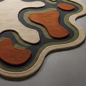 Contemporary Abstract Hand Tufted Wool Carpet Irregular Shape Area Rug Modern Artistic <b>Floor</b> Mat Living Room Bedroom Home Decor - Product Image 6