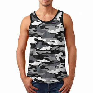 Bulk Custom <b>Men's</b> Camo Printed Training Tank Top Quick Dry Polyester Fitness <b>Singlet</b> Stretchy Bodybuilding Gym Shirt Tank Tops - Product Image 1