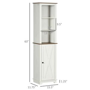 Armadietto bagno alto bianco casale con porta regolabile 15.5x11.75x63 mobili in stile fattoria - Product Image 3