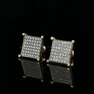 Pendientes cuadrados con diamantes de moissanita redondos de 2.50 CTW, plata 925, diseño moderno en racimo, regalo de aniversario o boda para ella - Product Image 4