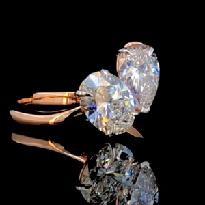 Oval & Pear Cut Lab Grown Diamond Toi Et Moi Engagement <b>Ring</b> IGI Certified 14K Solid Gold <b>Two</b> <b>Stone</b> <b>Ring</b> - Product Image 3