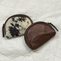 Véritable cuir de vachette fourrure forme ovale petit porte-monnaie en cuir véritable haute qualité porte-monnaie sac d'argent pochette pour femmes