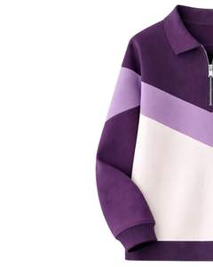 Sweat-shirt à col zippé pour femme, couleur unie violet lavande blanc, en polaire, pull décontracté, chaud pour l'hiver, streetwear, haut oversize - Product Image 3