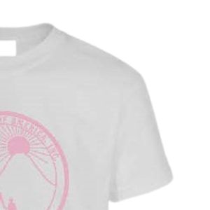 เสื้อยืดคอกลมแขนสั้นสีขาวพิมพ์ลายกราฟิกสีชมพูเสื้อผ้าลำลองสวมใส่ได้ทุกวันเสื้อผ้าสตรีทแวร์สวมใส่สบายเสื้อผ้าสำหรับทุกเพศ - Product Image 5