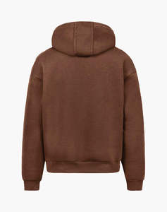 Sweat-shirt à capuche oversize marron café de luxe en molleton de coton épais, style streetwear, marque privée OEM ODM - Product Image 3