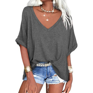 T-shirt unisexe à manches courtes, col rond, couleur unie, style décontracté, en coton 100% écologique, noir délavé, coupe ample - Product Image 1