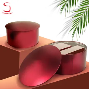 定制高品质可回收马口铁包装红色圆形金属罐/盒玻璃化妆品容器锡罐包装