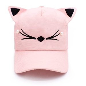 Gorra de Béisbol Rosa con Orejas de Gato y Ojos de Perla, Diseño de Personaje Bordado a Mano, Ajustable, Unisex, de 6 Paneles - Product Image 4