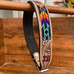 <span class=keywords><strong>Collar</strong></span> de perro mascota de cuero genuino duradero suave y cómodo de alta calidad, collares para mascotas con cuentas de cuero a mano de diseñador de lujo - Product Image 4