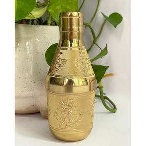 Botella de agua de latón hecha a mano con tapa, diseño tradicional chino, recipiente hermético para bebidas, para cocina y viajes - Product Image 1