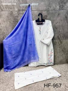 Conjunto de Traje Plazzo y Dupatta de Chifón con Bordado Multihilo de Algodón a Buen Precio, Listo para Usar, Proveedor Mundial - Product Image 5