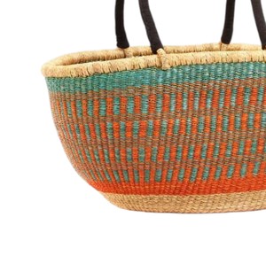 Elegant Seagrass <b>Handbags</b> Black Handle Woven <b>Straw</b> Tote Bag Oval Shape Multi Color Striped Beach Daily Use - Product Image 4