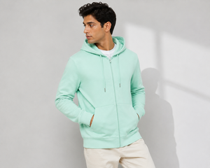 Sweat à capuche décontracté pour homme avec fermeture éclair, capuche réglable et tissu lisse, conçu pour un confort optimal et une tenue polyvalente au quotidien. - Product Image 5
