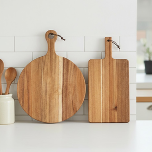 Planche à servir et à découper en bois d'acacia de style japonais |   Plateau de cuisson en bois massif pour le pain, les fruits, le steak, la pizza et la présentation en restaurant - Product Image 1