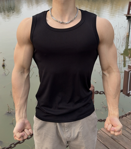Camiseta sin mangas transpirable para hombre, camisetas de gimnasio personalizadas elásticas para hombre - Product Image 5