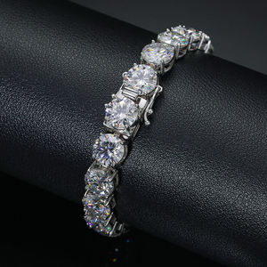 Luxury Round Brilliant Cut Diamond <b>Chain</b> Bracelet Claw Setting Unisex Everyday Wear - Product Image 3
