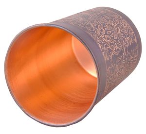 Vaso de Cobre Puro con Acabado Antiguo, Hecho a Mano, Grabado, para Agua, Jugo, Uso Ayurvédico - Product Image 2