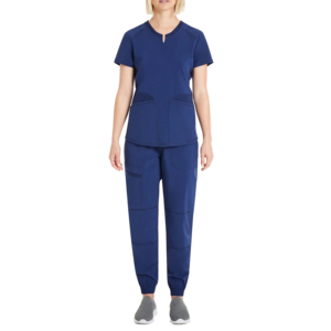 Ensemble de blouses et pantalons bleu marine pour femmes, manches courtes, avec plusieurs poches, uniformes d'hôpital pour les professionnels de la santé - Product Image 1