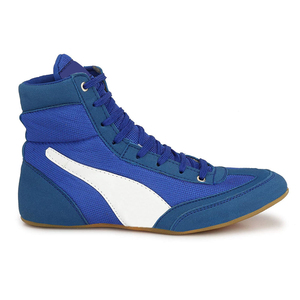 Chaussures de boxe montantes à scratch en cuir respirant pour adultes, équipement d'entraînement d'arts martiaux personnalisé unisexe de haute qualité - Product Image 2