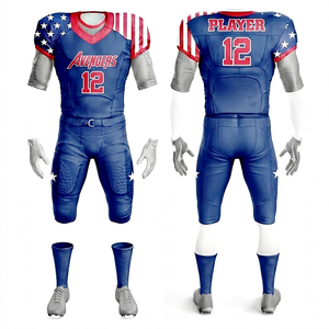 American Flag Printed Football Uniform Premium Quality Moisture Wicking V Shaped Neck Jersey with Protective Pads at Wholesale - Product Image 5