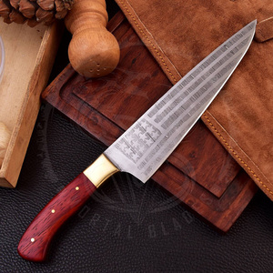 Couteau de chef japonais professionnel en acier Damas de 7 pouces avec manche en bois de santal, 67 couches, VG10, couteaux Santoku avec garantie à vie - Product Image 2