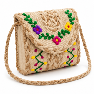 Sac à bandoulière personnalisable brodé au crochet à sangle unique, pochette à rabat florale pour la plage, les voyages et l'usage quotidien - Product Image 1