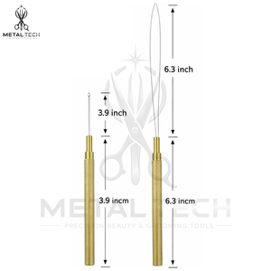 Golden Textured Grip Hair Extension Loop <b>Needle</b> Micro Ring Wire Pulling Hook <b>Threader</b> Tool Professional Salon Equipment - Product Image 6