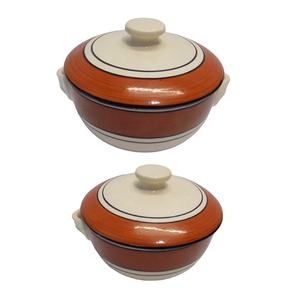 Cazuela Redonda de Cerámica con Tapa y Asas, 24 cm de Diámetro, Hecha a Mano, Ecológica, para Uso Doméstico y Hotelero - Product Image 1