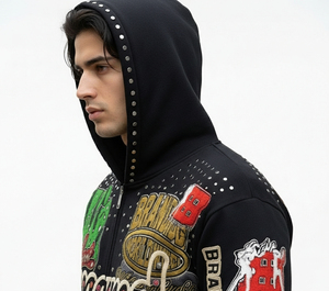 Sudadera con Capucha Unisex Extra Grande de Felpa Gruesa, Estilo Vintage, con Bordado y Parches, Ecológica, 100% Algodón Orgánico - Product Image 4