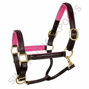 Licol en cuir véritable pour cheval avec rembourrage, collier de tête réglable, coutures surélevées élégantes, quincaillerie en laiton durable - Product Image 5