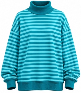 Wholesale Women Oversized Striped <b>Turtleneck</b> <b>Sweater</b> Long Sleeve Knitted Pullover Asymmetric Design Autumn Wear - Product Image 5
